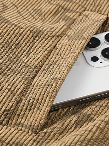 Leaf Print Corduroy Jacket