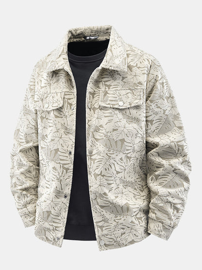 Leaf Print Corduroy Jacket