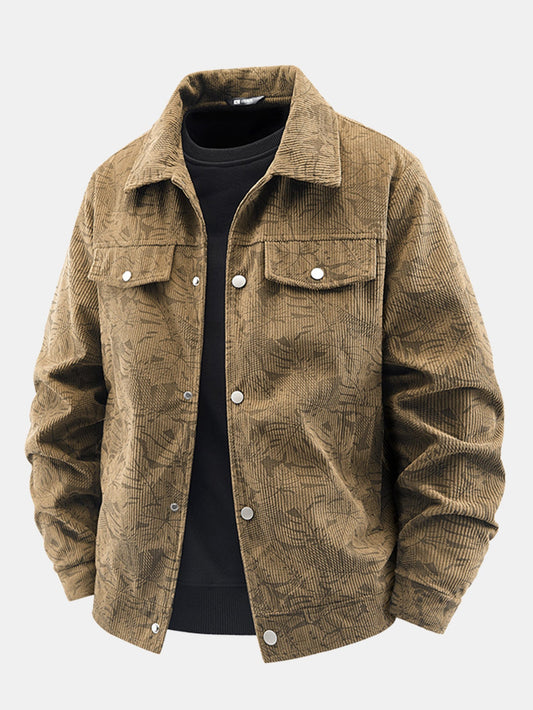 Leaf Print Corduroy Jacket