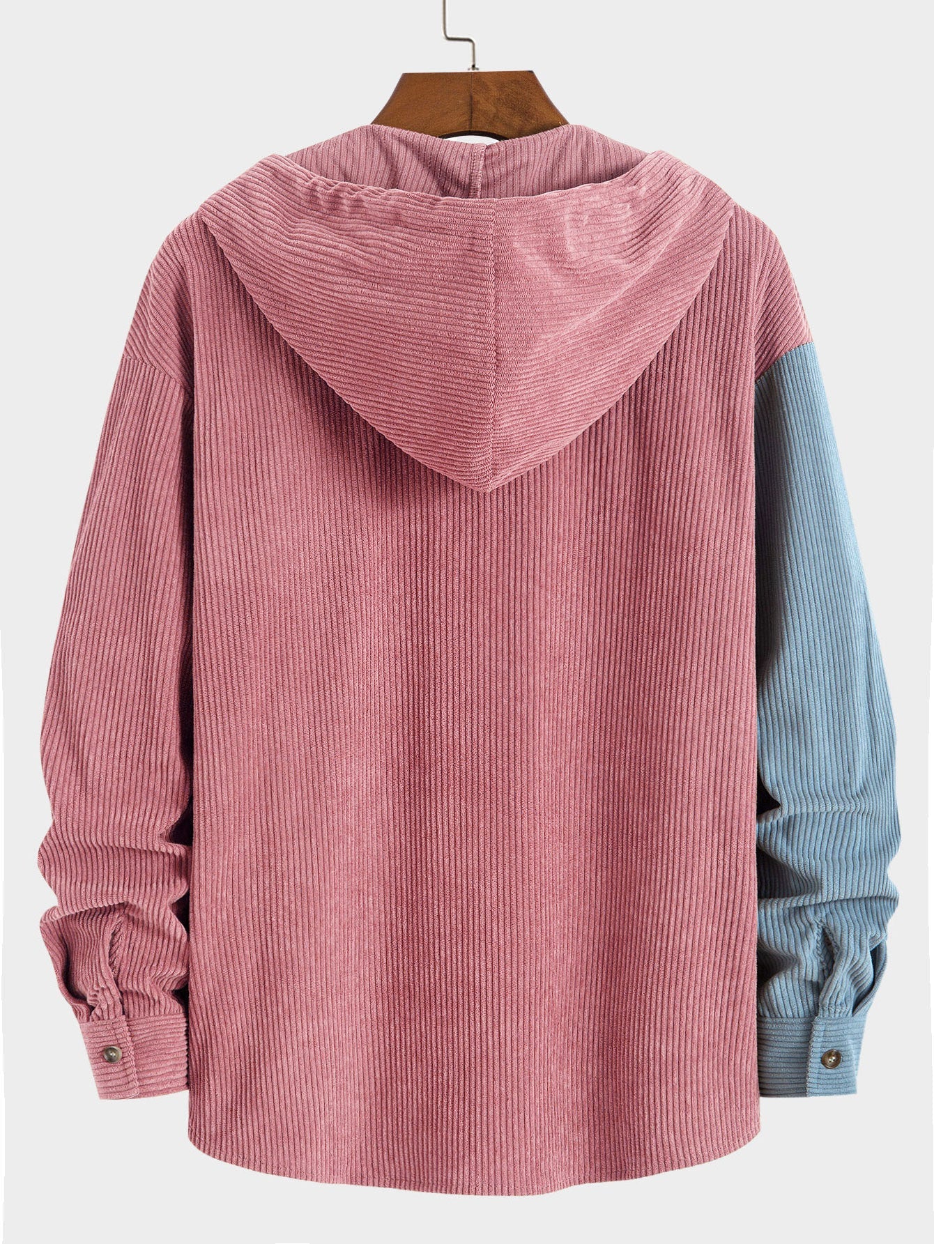 Relax Fit Colour-block Corduroy Hooded Shirt