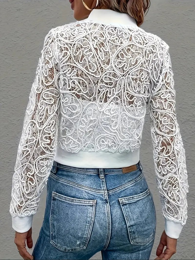 Celina Crop Lace Bomber