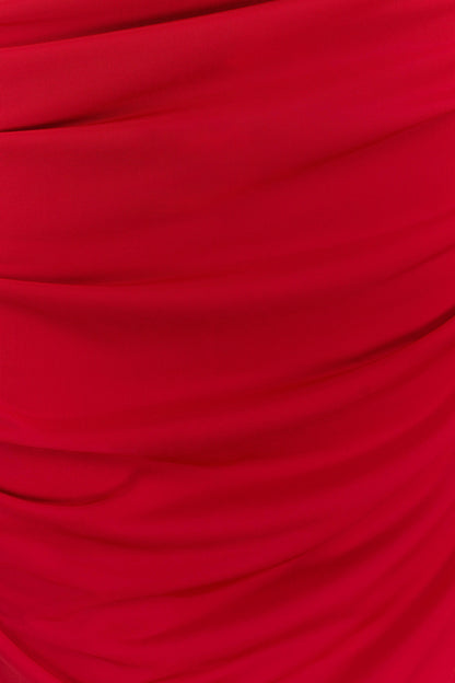 Rachael's Ruched Slinky Maxi Dress - Ruby