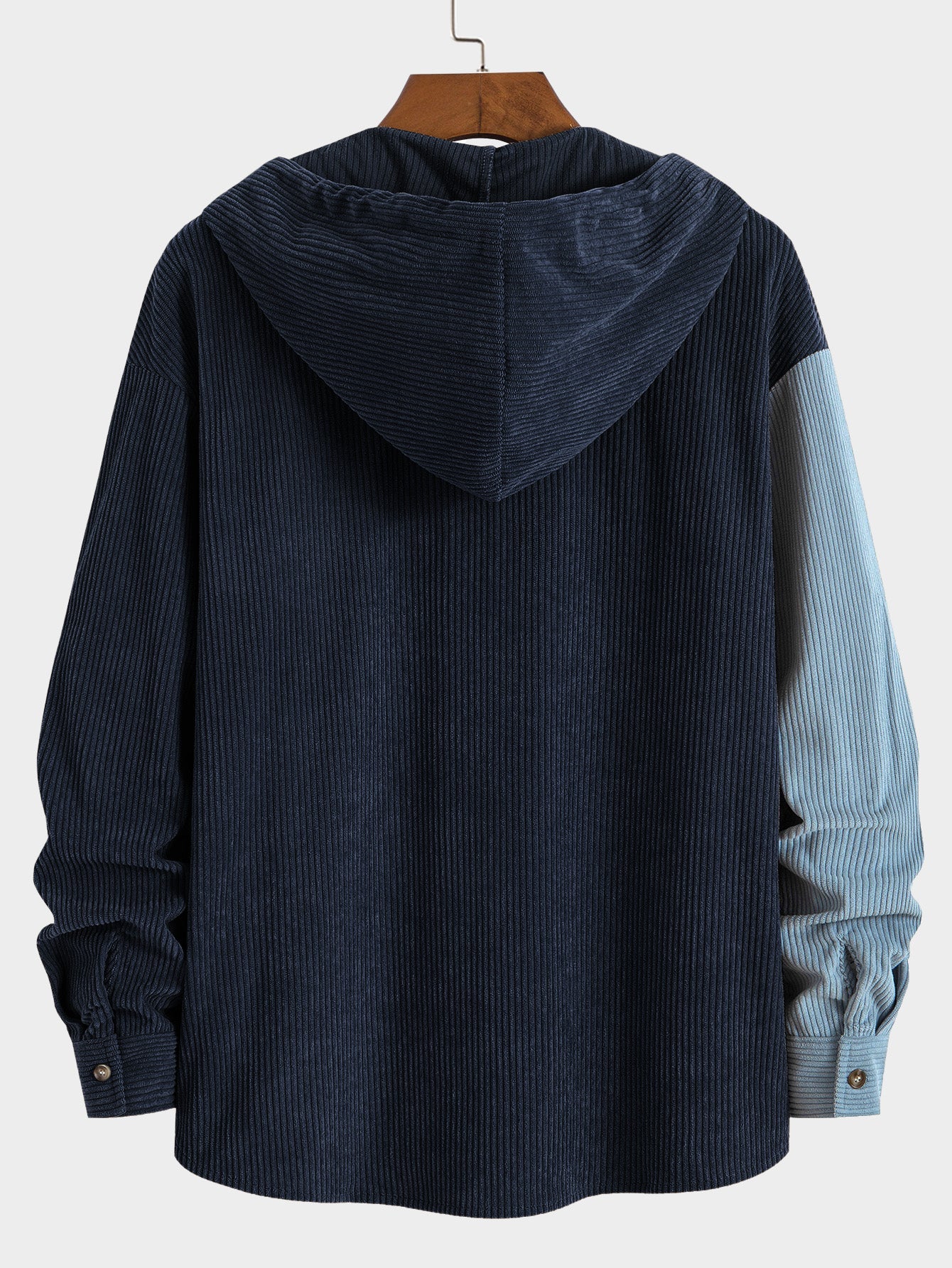 Relax Fit Colour-block Corduroy Hooded Shirt