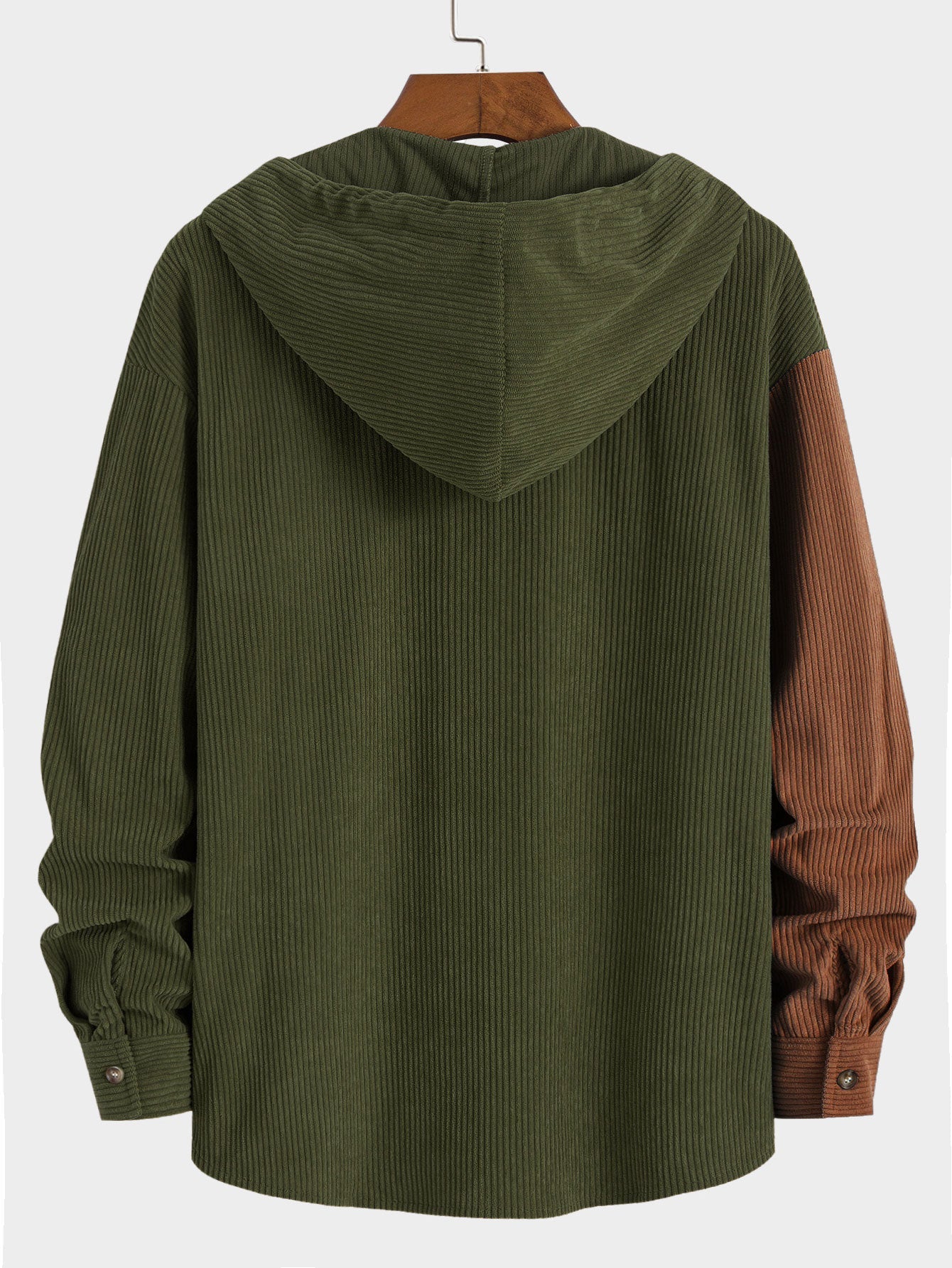 Relax Fit Colour-block Corduroy Hooded Shirt