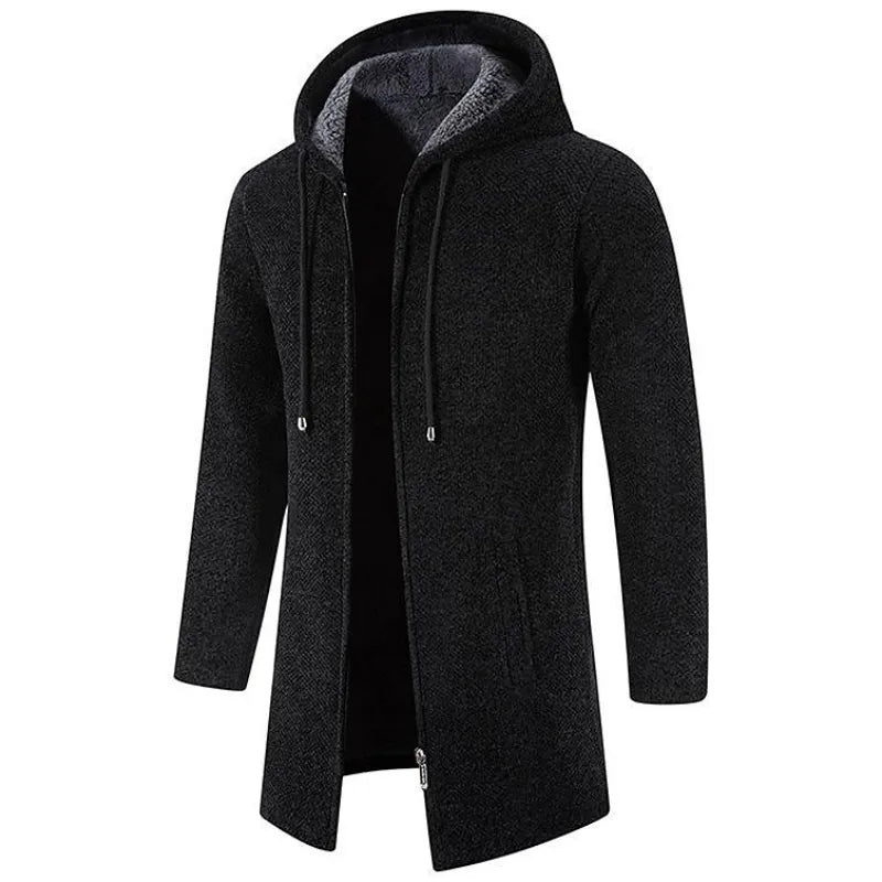 Tom's Mid Length Fleece Padded Zipper Hooded Cardigan