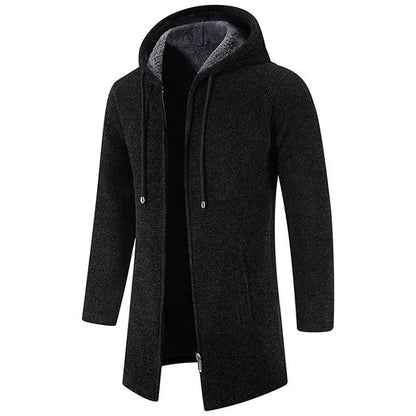 Tom's Mid Length Fleece Padded Zipper Hooded Cardigan