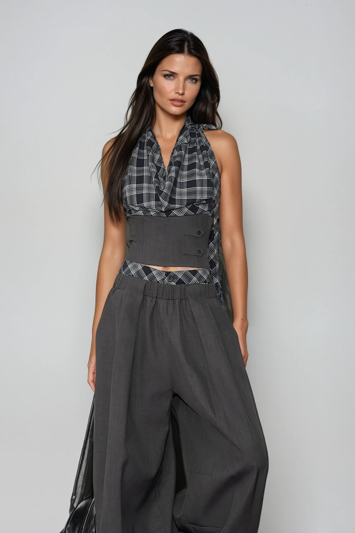 Dagon Grid Wide-Leg Pants Set