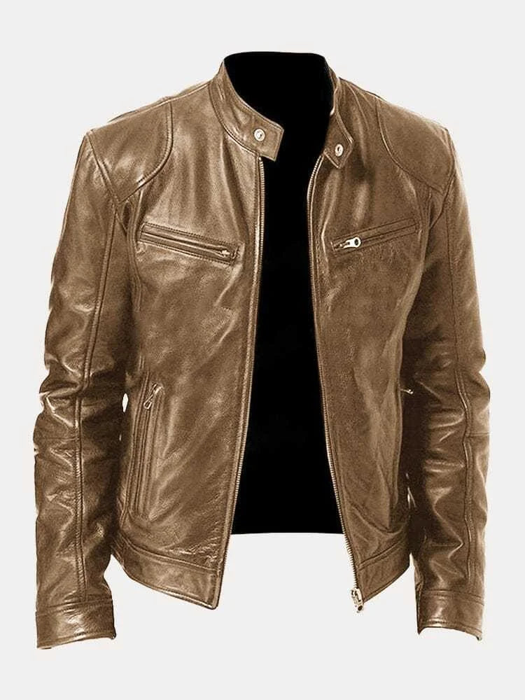 Tom's Casual Zipper Leather Jacket