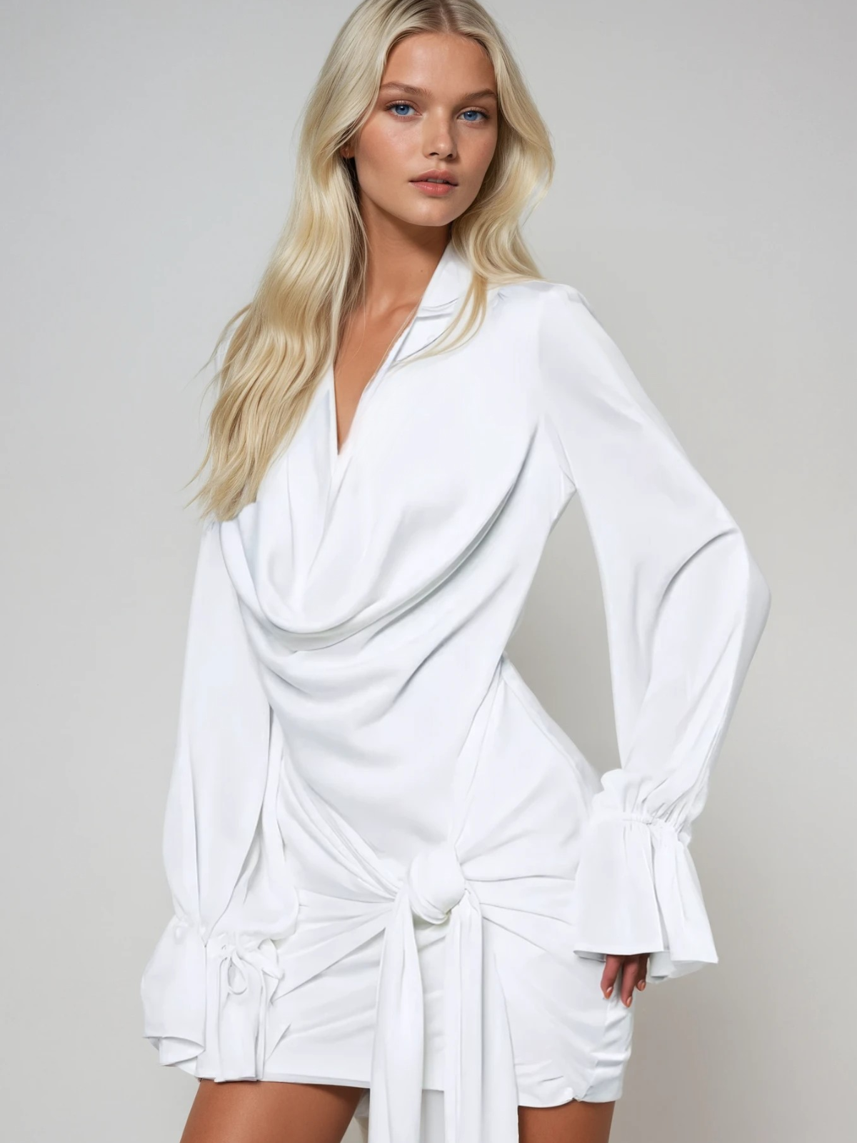 Rachael's Flare Sleeve Lace-Up Mini Dress