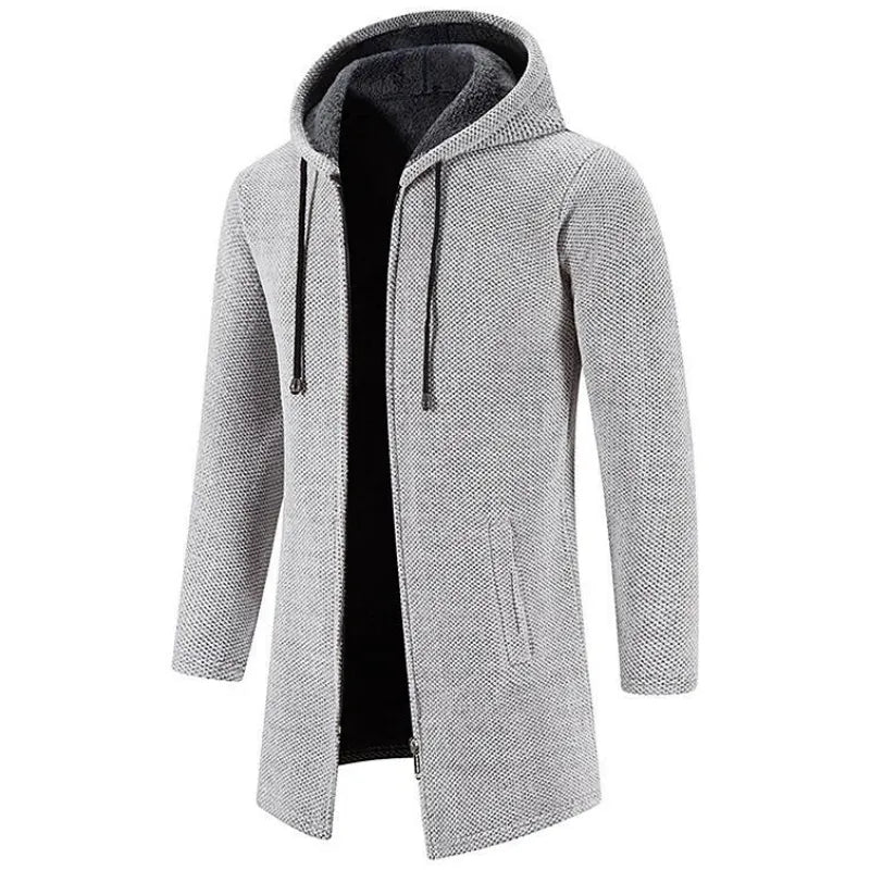 Tom's Mid Length Fleece Padded Zipper Hooded Cardigan