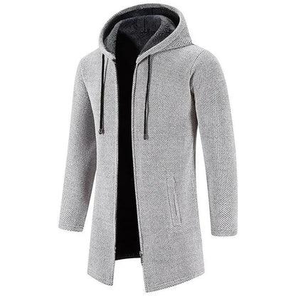 Tom's Mid Length Fleece Padded Zipper Hooded Cardigan