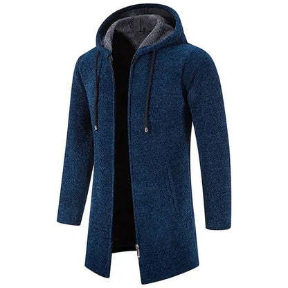 Tom's Mid Length Fleece Padded Zipper Hooded Cardigan