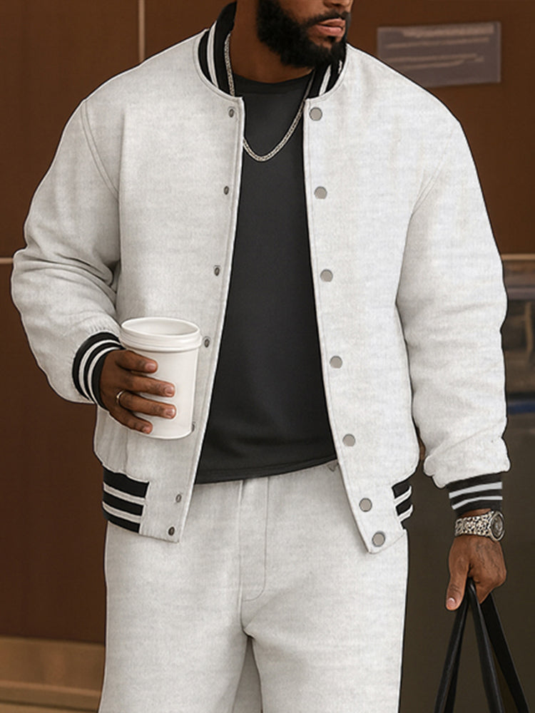 Classic Striped Trim Jacket and Pants Set