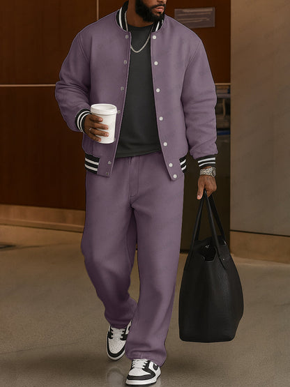 Classic Striped Trim Jacket and Pants Set