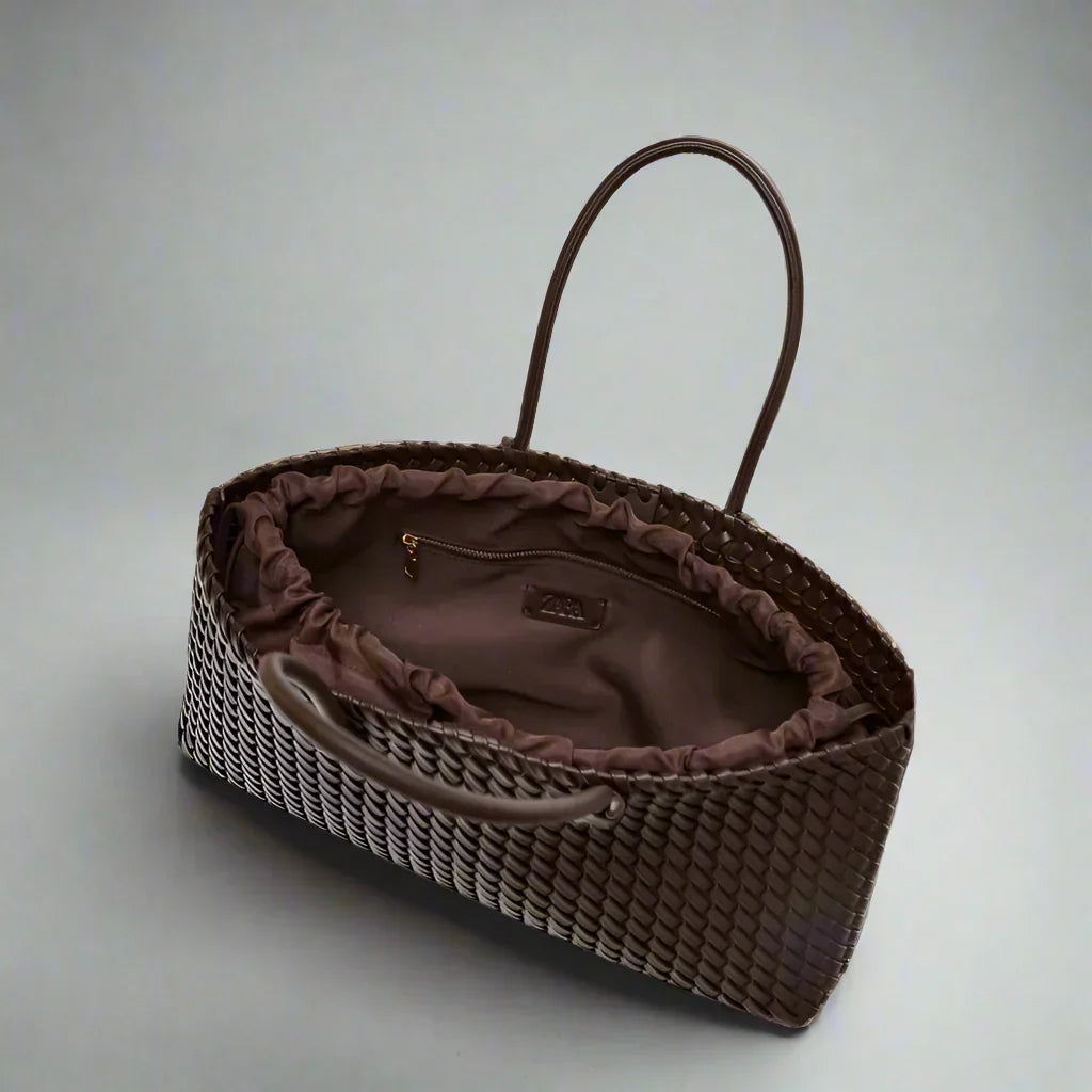 Daria Woven Leather Handbag