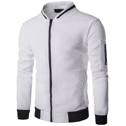 Men's Check Solid Zip Up Jacket