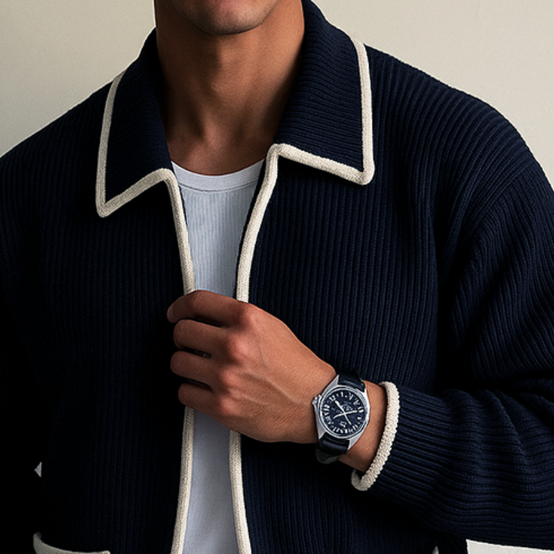 Men's Retro Casual Cable Knit Zipper Sweater Cardigan