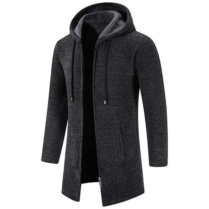 Tom's Mid Length Fleece Padded Zipper Hooded Cardigan