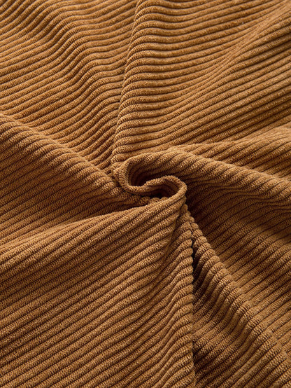 Relax Fit Colour-block Corduroy Hooded Shirt