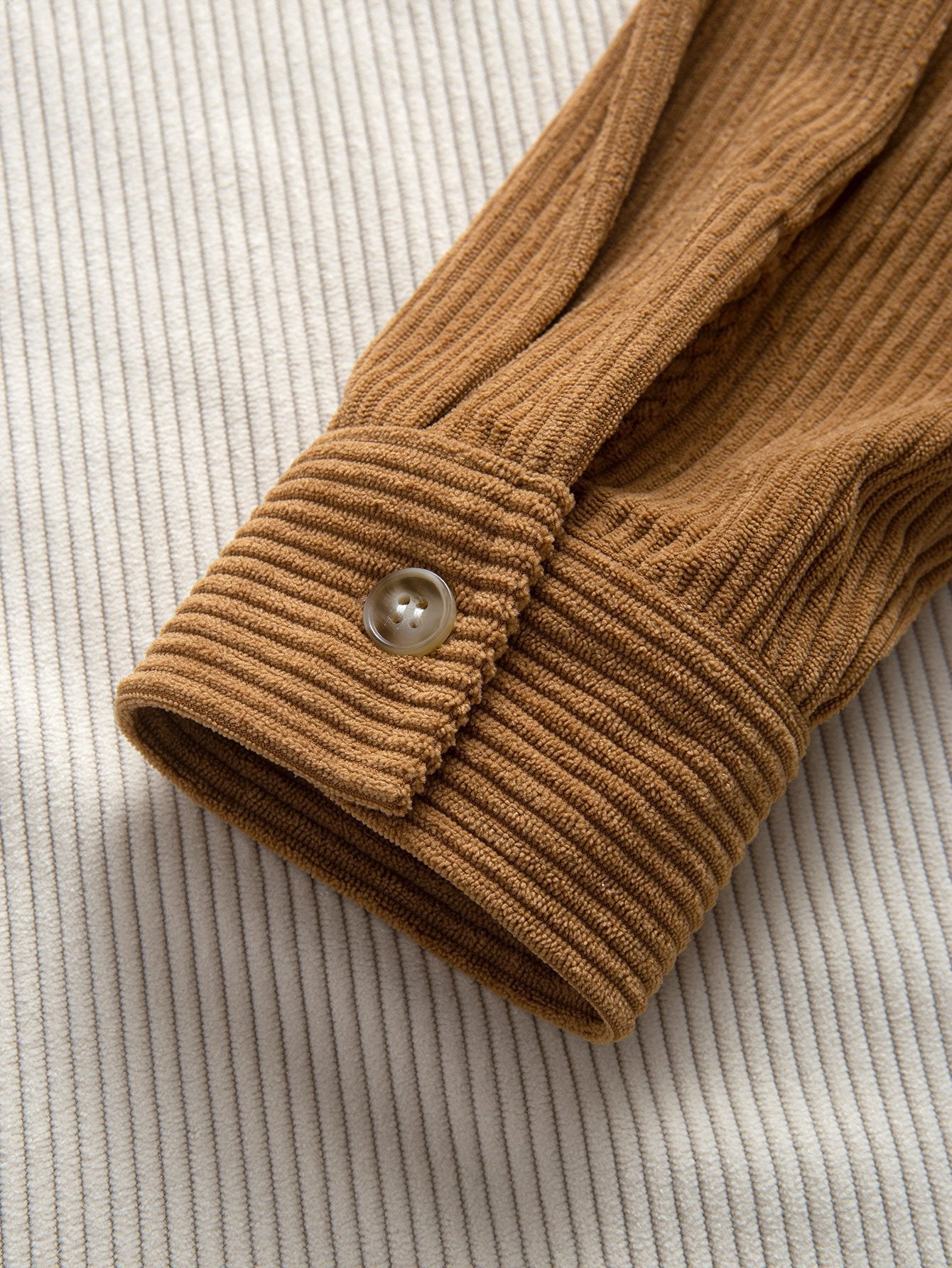 Relax Fit Colour-block Corduroy Hooded Shirt
