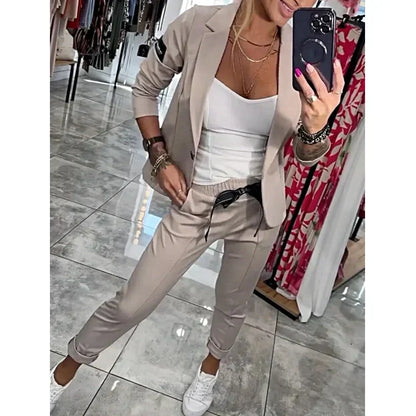 Rachael's Women's Casual Suit Jacket Pants 2-Piece Set