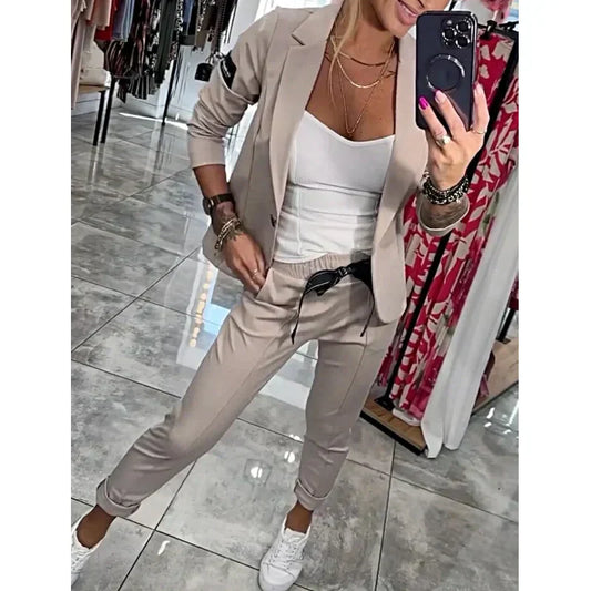 Rachael's Women's Casual Suit Jacket Pants 2-Piece Set