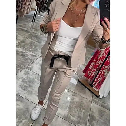 Rachael's Women's Casual Suit Jacket Pants 2-Piece Set